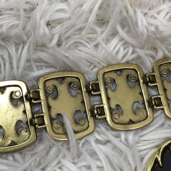 Brighton vintage black leather and gold scroll belt - Picture 7 of 11